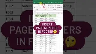 Insert page  numbers in EXCEL #trending #shorts #youtubeshorts #theexcelexperience