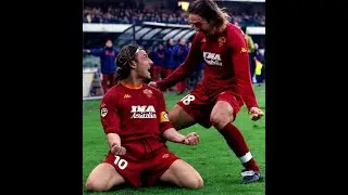 Roma 2000/2001 - Totti e Batistuta, a dupla do t&iacute;tulo italiano.