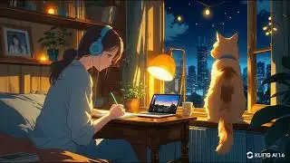 Cozy Lo Fi Anime Night  Gentle Writing & Purring Cat Study Relax