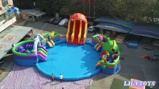 Vibrant Inflatable Water Park: Monster Slide + Fun Rides Steal the Show!