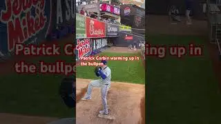 Patrick Corbin warming up in the bullpen#rangers#yankees#baseball#mlb#bullpen#sidelinefans#baseballs