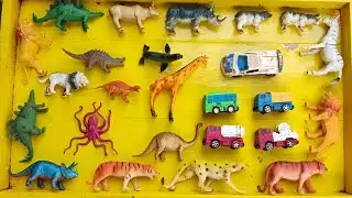 Menemukan Mainan Mobil , Excavator, Dino, Sapi, Harimau ,Truck