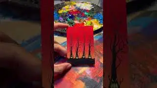 ACRYLIC SPOOKY TREES MINI ART | Halloween Painting