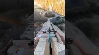 Blindfolded Biker vs. Flight of Stairs 😳 #shorts #bike #biker #stairs