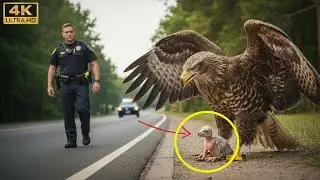 Mother Eagle Cried and Begged a Policeman for Help to Save Her Injured Baby Eaglet