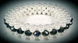 Bella Pulsera de Perlas y Cristales...Clase #295!!!