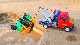 Indian auto rickshaw water crash 😭 ||  Mini toy crane  pulling out ? New cartoon videos ! RF TOYS9