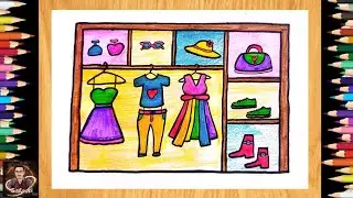 Wardrobe Drawing, Painting, Coloring for Kids, Toddlers | Outfit Closet Drawing for Kids