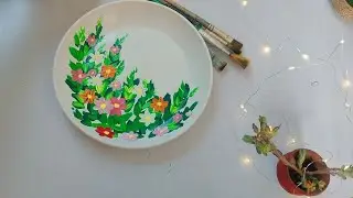 How to paint on Plate / Home decor ideas / Acrylic Painting on plate #diy