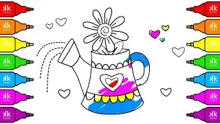 Coloring Pages for Kids How to a Draw Flower Pot, Learning Colouring Book