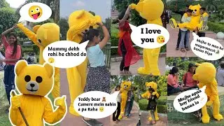 Cp teddy bear prank in cute girls dance prank || public reaction 😲 #trending #funny #teddy #prank 😲😱