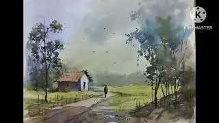 (color mixing tips) easy watercolor landscape painting demo