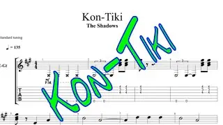 Kon-Tiki PlayAlong TABS Trainer Learn the Shadows Classic, Scrolling notes PDF/GP file free download