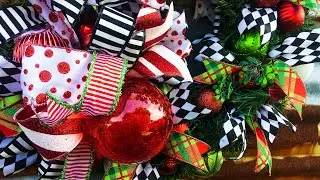 How To Make A DIY Whimsical Christmas Bow Wreath On An Evergreen Base