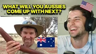 AUSSIE MAN HUNTS RABBITS WITH A BOOMERANG (American reaction)