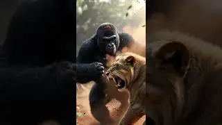 Lion vs Gorilla AI Battle 🦁🦍 Shocking Jungle Fight #AIBattle #Wildlife #Shorts Epic Clash Viral