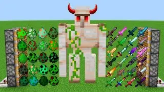 1000 creeper eggs and 100 iron golems and 1000 sword combine in minecraft