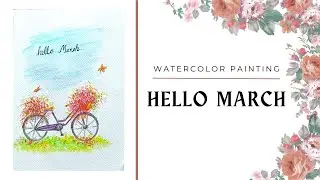 Hello March.  | Watercolour painting by Paintology.