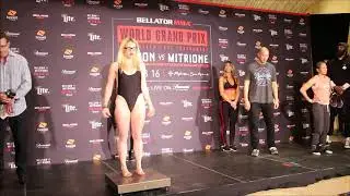 Heather Hardy and Ana Julaton at the Bellator 194 Weigh-ins