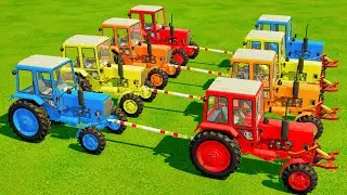 Tug Tractors with Colors - TOWING with TOW BAR to Farm Work - Farming Simulator 22