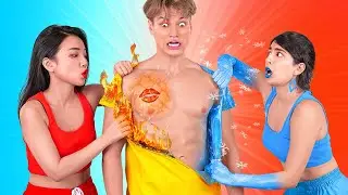 HEIß VS KALT CHALLENGE! FEUER-Mädel VS EIS-Mädel || Superkräfte für 24H auf 123 GO! CHALLENGE