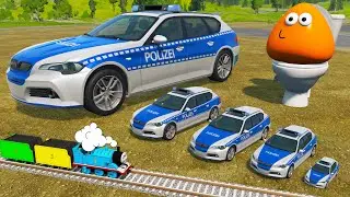 Big & Small All Police Cars with Monster Truck wheels - Police Cars Rescue Small Cars - BeamNG.drive