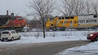 WINTER TRAINS 2 For 1 Via Rail LRC Meets CN Freight at St Henri 