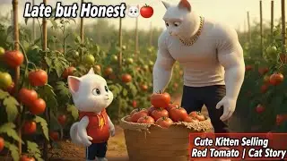 Late but Honest 🐱🍅 | Cute Kitten Selling Red Tomato | Cat Shorts#catstory#PaPaMeow