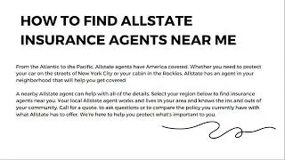 How to find Allstate Insurance Agents Near me