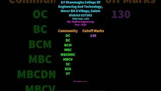 2302 TNEA Cutoff BioMedical Engineering Sri Shanmugha College Of Engineering And Technology