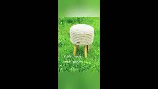 Вязаный крючком пуф. Eco knitted pouf. Мебельный вязаный пуфик