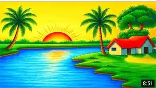 How To Draw Indian Village Drawing Tutorial | Sunset Scene with Oil Pastels (Step-by-Step)