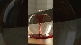 Viscous Red Juice ASMR - Glass Apple Slicing (Highlights the unique juice texture) #OddlySatisfying