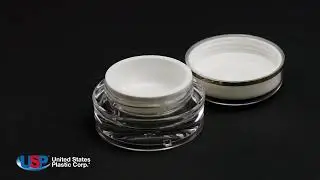 15mL Clear Acrylic/White Polypropylene Gold Trim Round Jar-Cap & Liner | U.S. Plastic Corporation&reg;