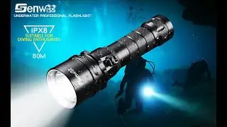 Genwiss Scuba Diving Flashlight Dive Torch 2000 Lumen Waterproof Underwater Submarine Lights Holder