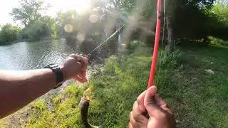 Catching Large Mouth Bass in Kansas Pond