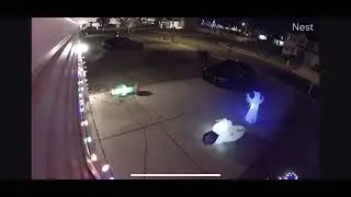 Easter inflatable gets blown away during windy storm