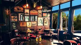 Waterfall Coffee Shop with Smoth Jazz music & Spring ambience for focus