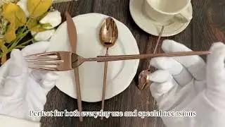 Luxury design unique handle rose gold stainless steel tableware set#wedding #hotel #luxury