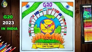 G20 Drawing | G20 Poster Drawing Easy | One Earth One Earth One Future | G20 India Logo Drawing