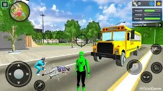 School Bus Driving at Vegas City - Spider Rope Hero Ninja Gangster Crime - Android Gameplay