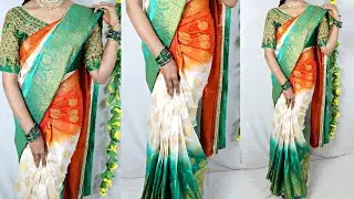 Style : Republic day special saree draping | Republic day saree draping step by step for beginners