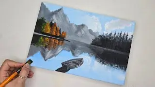 How to paint  mountain reflection in the lake