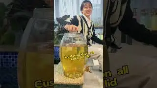 Glass drink dispenser with customization stand, lid, tap for parties.