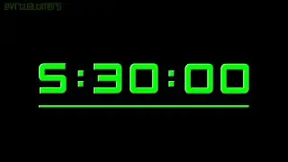 5 Hours and 30 Minutes Countdown Timer - Green Embossed with Alarm, Time Markers and Progress Bar.
