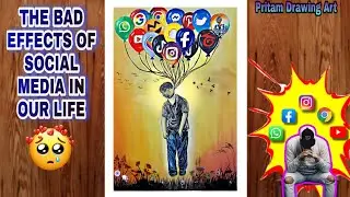 Drawing Social Media Addiction Among Students | Bad Effects Of Social Media Drawing  #socialmedia