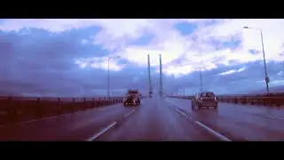Driving Clockwise Around London's M25 Motorway on a Gloomy Morning
