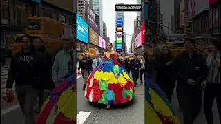 Model Wears Drum-Skirt in Times Square 🥁👗 | Quirky NYC Street Fashion Show