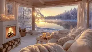 Quiet Winter Afternoon by the Lake ❄️ Soft Piano & Fireplace Sounds to Unwind
