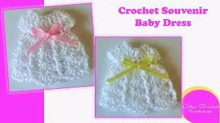 Crochet Souvenir Mini Dress for Baby Shower - Baptism - Christening